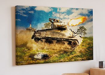 Poster 'Sherman in battle' | Canvas | 30 x 20 cm